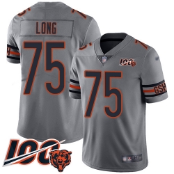 Youth Chicago Bears 75 Kyle Long Limited Silver Inverted Legend 100th Season Football Jersey