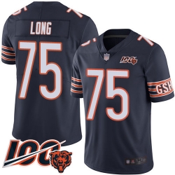Youth Chicago Bears 75 Kyle Long Navy Blue Team Color 100th Season Limited Football Jersey