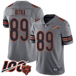 Youth Chicago Bears 89 Mike Ditka Limited Silver Inverted Legend 100th Season Football Jersey