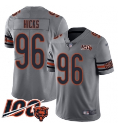 Youth Chicago Bears 96 Akiem Hicks Limited Silver Inverted Legend 100th Season Football Jersey
