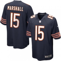 Youth Nike Chicago Bears 15# Brandon Marshall Game Navy Blue Color Jersey