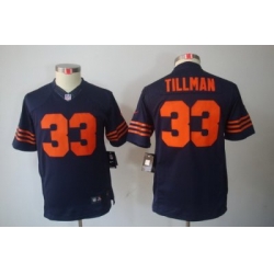 Youth Nike NFL Chicago Bears #33 Charles Tillman Blue LIMITED Jerseys(Orange Number)
