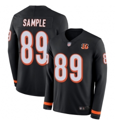 Bengals 89 Drew Sample Black Team Color Men Stitched Football Limited Therma Long Sleeve Jersey