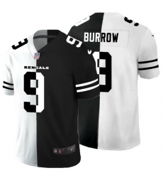 Cincinnati Bengals 9 Joe Burrow Men Black V White Peace Split Nike Vapor Untouchable Limited NFL Jersey