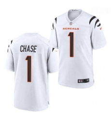 Men Cincinnati Bengals #1 Ja'Marr Chase White 2021 Game Football Jersey