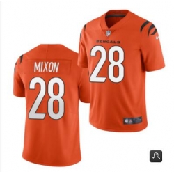 Men Cincinnati Bengals #28 Joe Mixon 2021 Orange Vapor Limited Stitched NFL Jersey