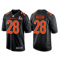 Men Cincinnati Bengals 28 Joe Mixon 2022 Black Super Bowl LVI Game Stitched Jersey