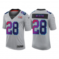 Men Cincinnati Bengals 28 Joe Mixon 2022 Grey Super Bowl LVI Limited Stitched Jersey