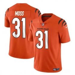 Men Cincinnati Bengals 31 Zack Moss Orange Vapor Untouchable Limited Stitched Jersey