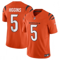 Men Cincinnati Bengals 5 Tee Higgins Orange 2023 F U S E  Vapor Untouchable Limited Stitched Jersey