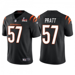 Men Cincinnati Bengals 57 Germaine Pratt 2022 Black Super Bowl LVI Vapor Limited Stitched Jersey