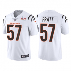Men Cincinnati Bengals 57 Germaine Pratt 2022 White Super Bowl LVI Vapor Limited Stitched Jersey