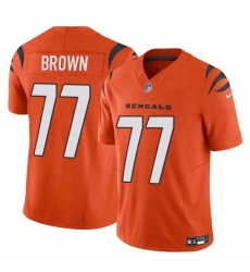Men Cincinnati Bengals 77 Trent Brown Orange 2024 F U S E  Vapor Untouchable Limited Stitched Jersey