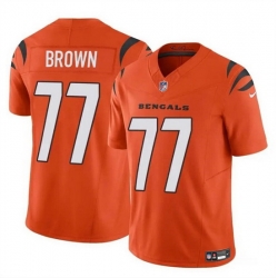 Men Cincinnati Bengals 77 Trent Brown Orange 2024 F U S E  Vapor Untouchable Limited Stitched Jersey