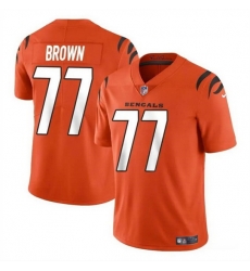 Men Cincinnati Bengals 77 Trent Brown Orange Vapor Untouchable Limited Stitched Jersey