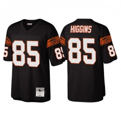 Men Cincinnati Bengals 85 Tee Higgins Black Throwback Legacy Stitched Jerse