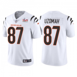 Men Cincinnati Bengals 87 C J  Uzomah 2022 White Super Bowl LVI Vapor Limited Stitched Jersey