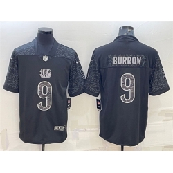Men Cincinnati Bengals 9 Joe Burrow Reflective Limited Stitched Jersey