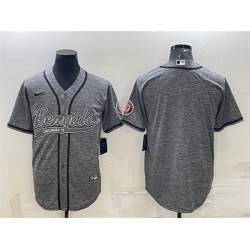 Men Cincinnati Bengals Blank Grey With Patch Cool Base Stitched Baseball Jersey