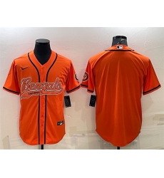 Men Cincinnati Bengals Blank Orange With Patch Cool Base Stitched Baseball Jersey