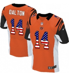 Mens Nike Cincinnati Bengals 14 Andy Dalton Elite Orange Alternate USA Flag Fashion NFL Jersey
