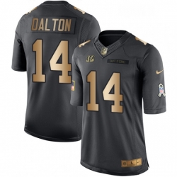 Mens Nike Cincinnati Bengals 14 Andy Dalton Limited BlackGold Salute to Service NFL Jersey