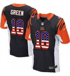 Mens Nike Cincinnati Bengals 18 AJ Green Elite Black Home USA Flag Fashion NFL Jersey