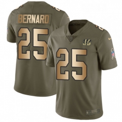 Mens Nike Cincinnati Bengals 25 Giovani Bernard Limited OliveGold 2017 Salute to Service NFL Jersey