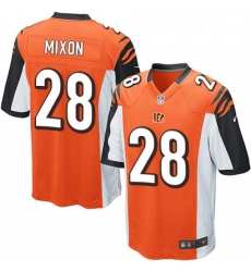 Mens Nike Cincinnati Bengals 28 Joe Mixon Game Orange Alternate NFL Jersey