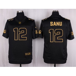 Nike Bengals #12 Mohamed Sanu Black Mens Stitched NFL Elite Pro Line Gold Collection Jersey