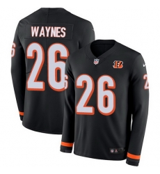Nike Bengals 26 Trae Waynes Black Team Color Men Stitched NFL Limited Therma Long Sleeve Jersey