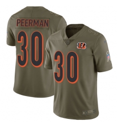 Nike Bengals #30 Cedric Peerman Olive Mens Stitched NFL Limited 2017 Salute To Service Jersey