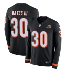 Nike Bengals #30 Jessie Bates III Black Team Color Men Stitched NFL Limited Therma Long Sleeve Jersey