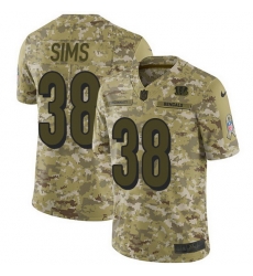 Nike Bengals 38 LeShaun Sims Camo Men Stitched NFL Limited 2018 Salute To Service Jersey