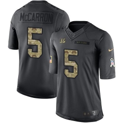 Nike Bengals #5 AJ McCarron Black Mens Stitched NFL Limited 2016 Salute to Service Jersey
