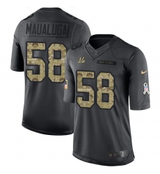 Nike Bengals #58 Rey Maualuga Black Mens Stitched NFL Limited 2016 Salute to Service Jersey