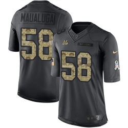 Nike Bengals #58 Rey Maualuga Black Mens Stitched NFL Limited 2016 Salute to Service Jersey