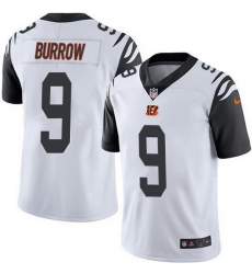 Nike Bengals 9 Joe Burrow White Men Stitched NFL Limited Rush Jersey