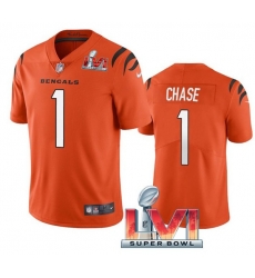 Nike Cincinati Bengals 1 Ja'Marr Chase Orange 2022 Super Bowl LVI Vapor Limited Jersey