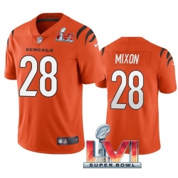 Nike Cincinati Bengals 28 Joe Mixon Orange 2022 Super Bowl LVI Vapor Limited Jersey