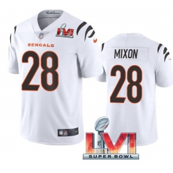 Nike Cincinati Bengals 28 Joe Mixon White 2022 Super Bowl LVI Vapor Limited Jersey