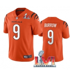 Nike Cincinati Bengals 9 Joe Burrow Orange 2022 Super Bowl LVI Vapor Limited Jersey