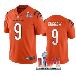 Nike Cincinati Bengals 9 Joe Burrow Orange 2022 Super Bowl LVI Vapor Limited Jersey