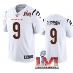 Nike Cincinati Bengals 9 Joe Burrow White 2022 Super Bowl LVI Vapor Limited Jersey