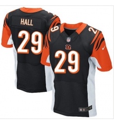 Nike Cincinnati Bengals #29 Leon Hall Black Team Color Mens Stitched NFL Elite Jersey