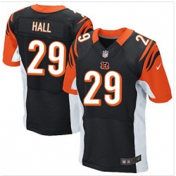 Nike Cincinnati Bengals #29 Leon Hall Black Team Color Mens Stitched NFL Elite Jersey
