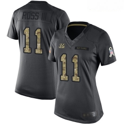 Bengals #11 John Ross III Black Women Stitched Football Limited 2016 Salute to Service Jersey