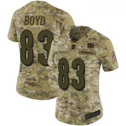 Bengals #83 Tyler Boyd Camo Women Stitched Football Limited 2018 Salute to Service Jersey