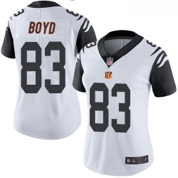Bengals #83 Tyler Boyd White Women Stitched Football Limited Rush Jersey