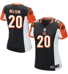 Nike Bengals #20 Reggie Nelson Black Team Color Womens Stitched NFL Elite Jersey